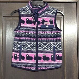 Vineyard Vines girls sheep‎ print fleece NWOT vest  S(8-10)